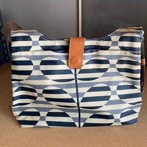 Orla Keily shoulder bag blue striped leaf print